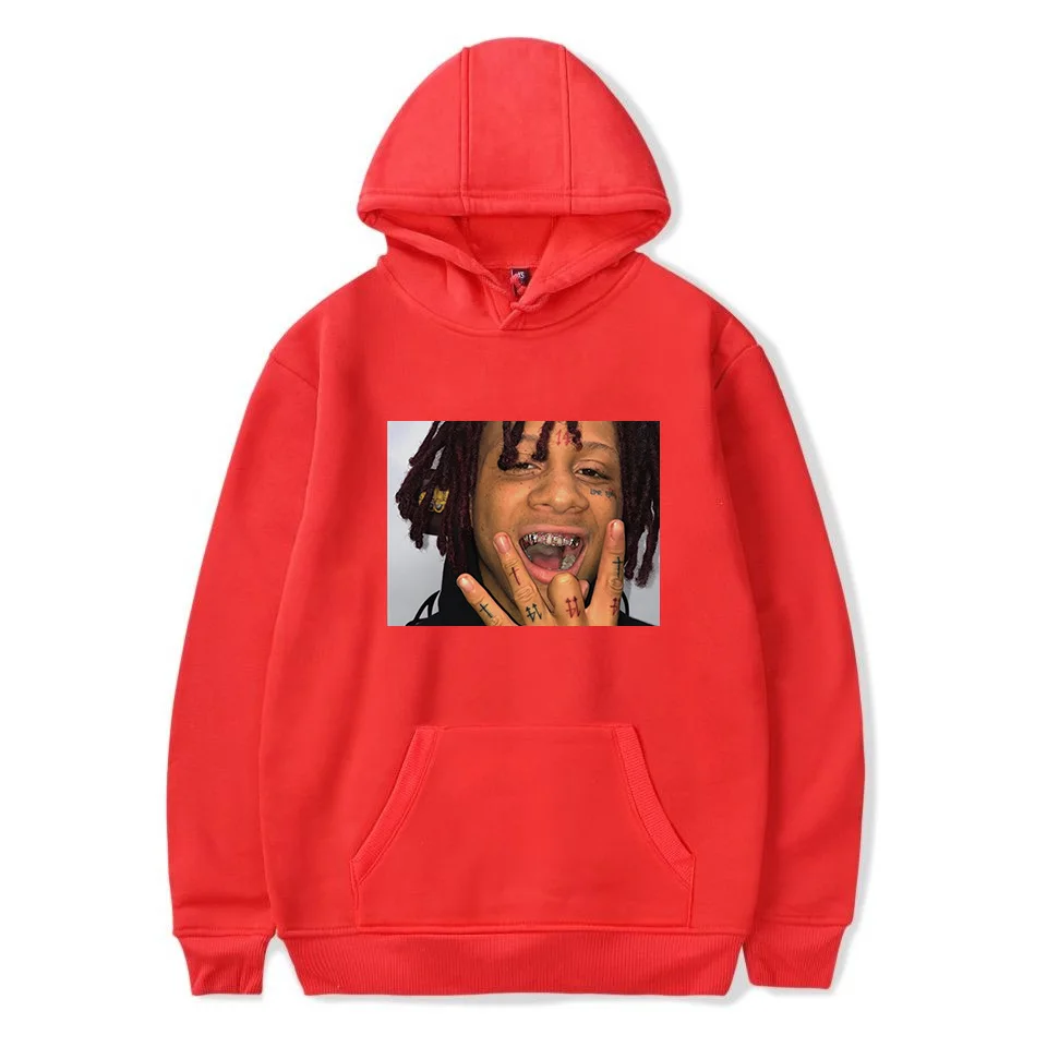 Trippie Redd дизайн с капюшоном карман для мужчин женщин харауку хип хоп Рэп пуловеры с капюшоном флис теплый уличная одежда толстовки - Цвет: red3