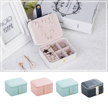 

Women Jewelry Box Earring Necklace Pendant Bracelet 3 Layer Makeup Mirror Leather Storage Case