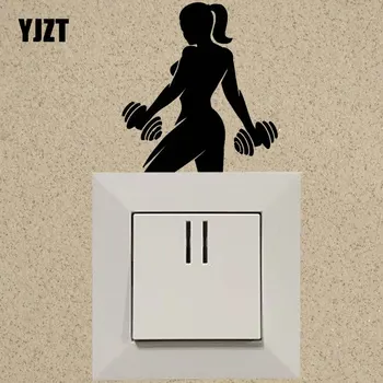 

YJZT Women Fitness Gym Weights Vinyl Switch Sticker Wall Decal Black 8SS-2577