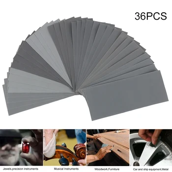 

36pcs Sandpaper Waterproof Abrasive Paper Sand Paper Silicone Carbide Grinding for Wood Metal Polishing Automoti