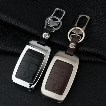 

Galvanized Alloy Car Key Case for kia rio sportage 2014 ceed sorento cerato K2 K3 K4 K5 key cover with Leather Handmade Chain