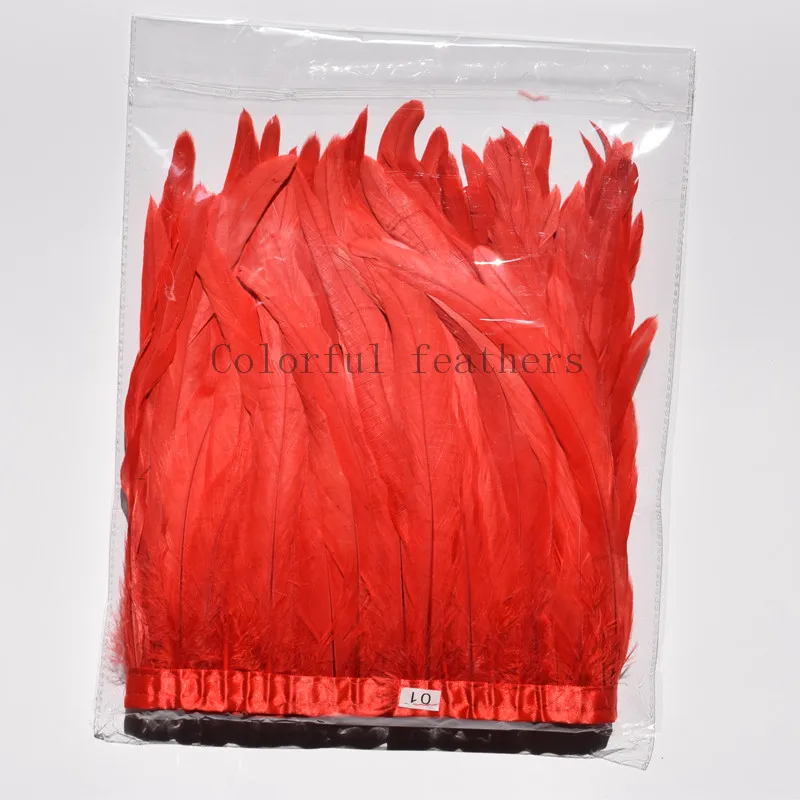 1 Yard Rooster Feather Trims 30-35cm Coque Feather Strung Chicken Feather Trimming Dress/Skirt /Costume Carnival Decoration