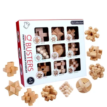 

9pcs/set Beech 3D handmade vintage Ming lock Luban lock wooden toys adults puzzle children Educational Toy adult Christmas gift
