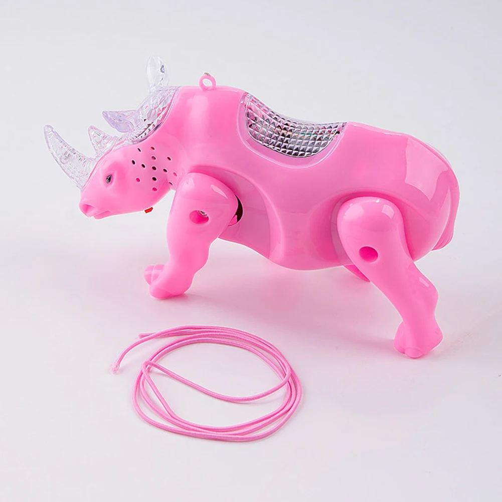 Электрическая музыкальная ходьба животное носорог игрушки светодиодный светильник светящаяся электронная игрушка для домашних животных Музыкальные игрушки для детей подарок для маленьких девочек и мальчиков