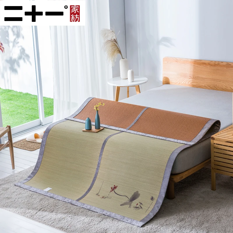 

Home Textiles Rattan Grass Two-sided Mat Air Conditioner Soft Summer Sleeping Mat 1.8 M In Bed Rush Mat Embroidery Foldable