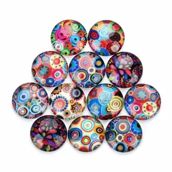 

20pc Mixed Glass Cabochon Flatback Colored 3D Domes Seals Cabochon Painted Picture Beads Pendant Charms For Blank Base DIY