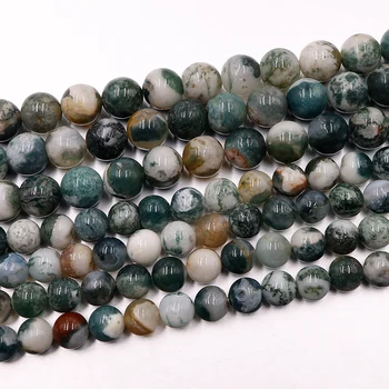 

Natural stone tree agate green loose beads wholesale 8 10mm smooth round charm For Jewelry Making DIY women Bracelet necklace
