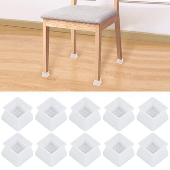 

10pcs Non Slip Furniture Sofa Square Home Scratchproof Floor Protector Living Room Soft Silicone Flexible Moving Chair Leg Cover