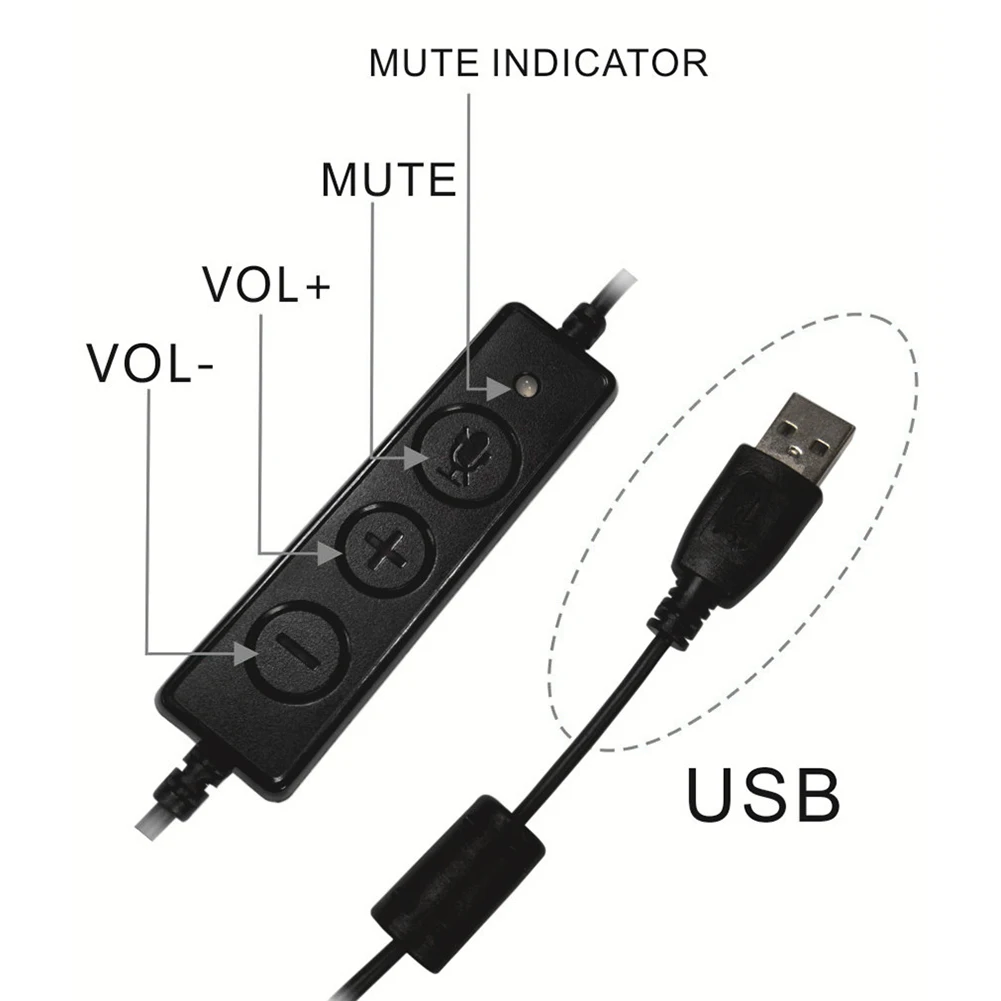 USB Wired Headset for Call Center PC Line Control Mute Button Headphone with Noise Cancelling Microphone Business Headphones