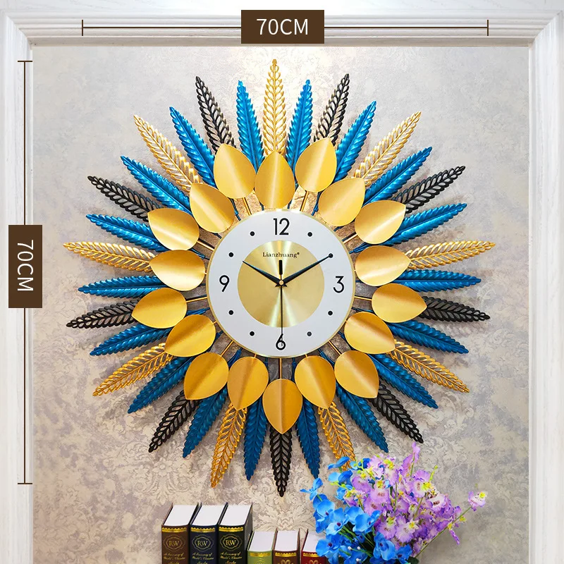 70x70cm Современные роскошные часы для гостиной, дома, модные, креативные, для спальни, персонализированные, художественные, бесшумные, настенные, декоративные часы, настенные часы - Цвет: 70x70cm