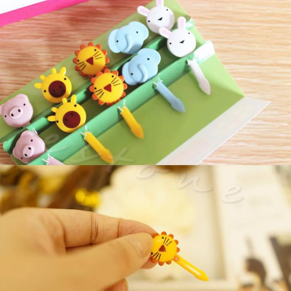 10 шт. Мини Kawaii животное ферма вилка с рисунком из мультфильма Фрукты зубочистка знак обеды и Прямая поставка