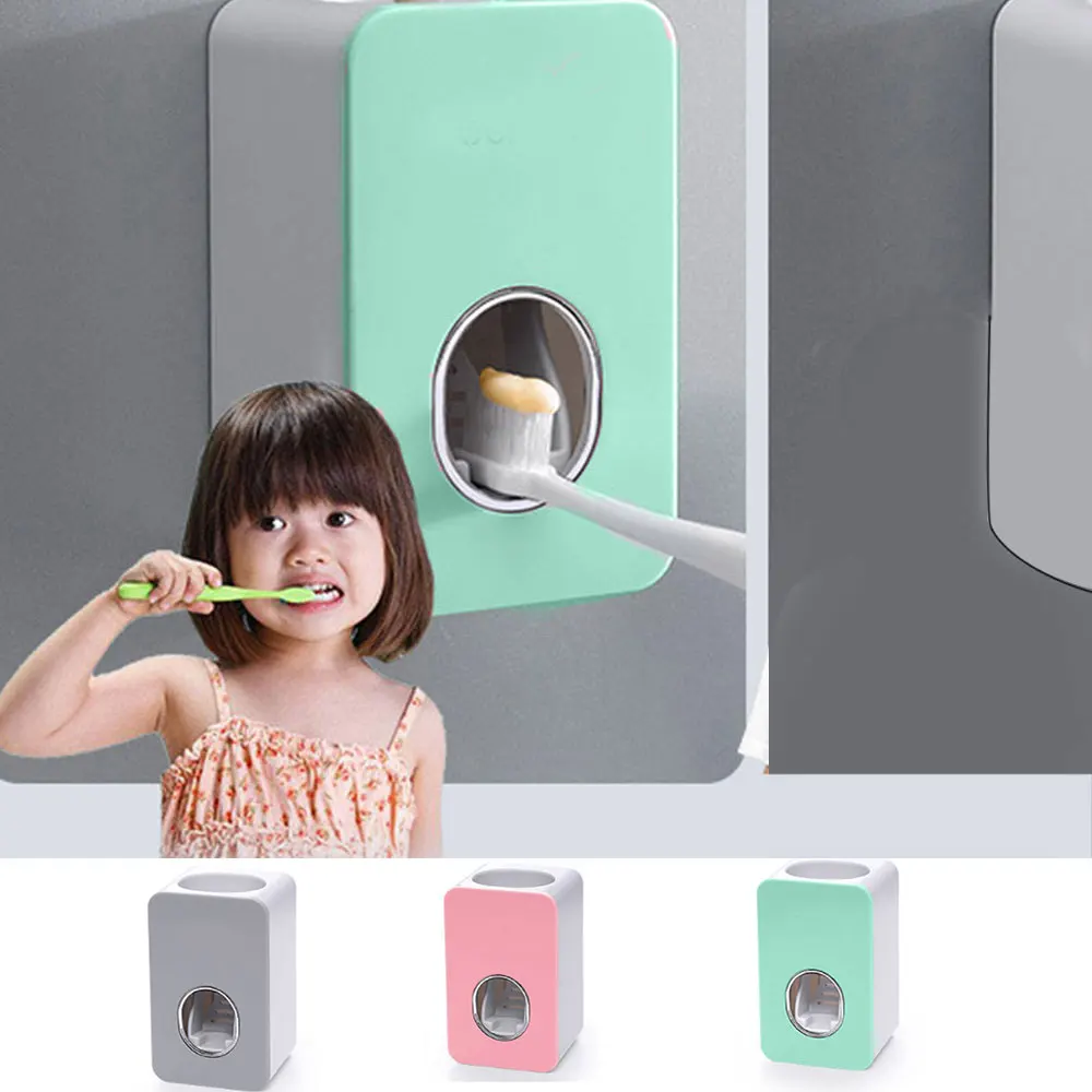 

New Automatic Toothpaste Dispenser Set Wall Mount Stand Holder Extrusion Automatic Toothpaste Set