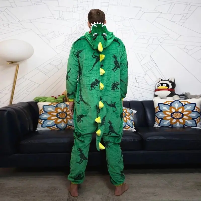 XXL Size Adult Dinosaur Onesies Animal Pajamas Cosplay Costume Party Funny Jumpsuits Christmas