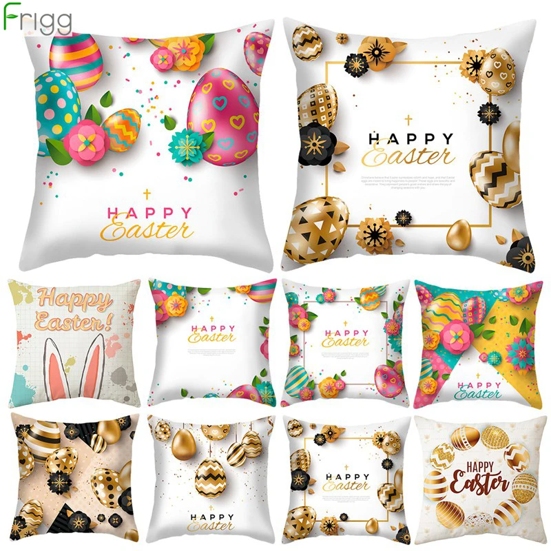 

Happy Easter Cushion Cover Bunny Eggs Decorative Pillows Cover For Sofa/Living Room Easter Day Throw Pillow Case Party Gifts