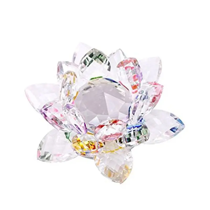 

3.4 inch Rainbow Crystal Lotus Flower with Gift Box for Feng Shui Home Decor Home Decoration
