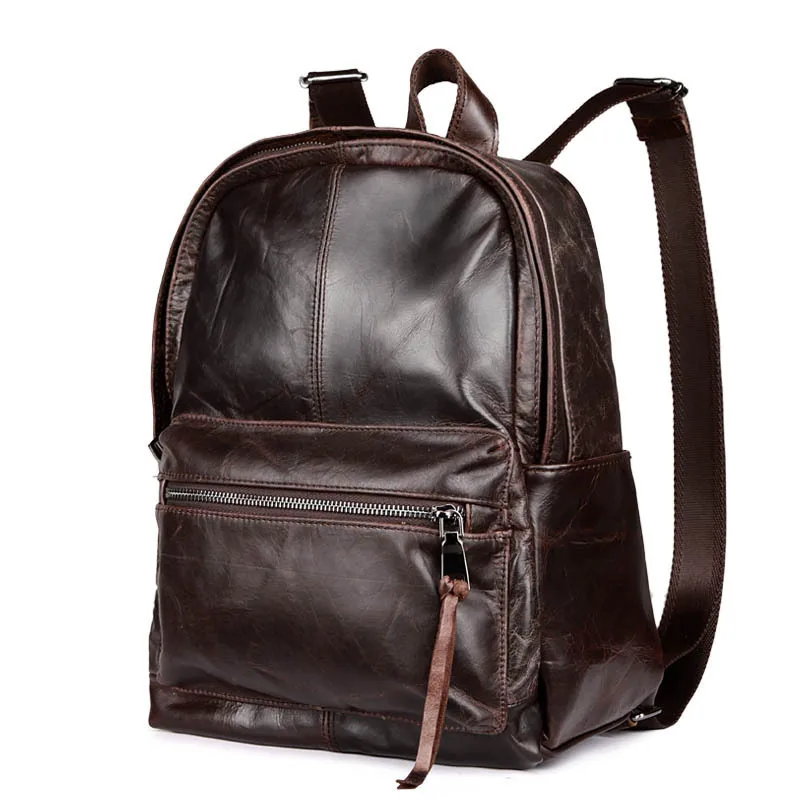 

Men And Women Genuine Leather Backpack Head Layer Cowhide Leisure Time Both Shoulders Package Oil Wax