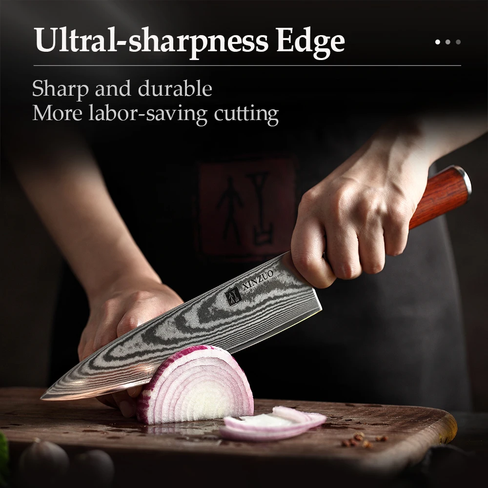 Нож шеф повара из дамасской стали 8 дюймов|Кухонные ножи| |