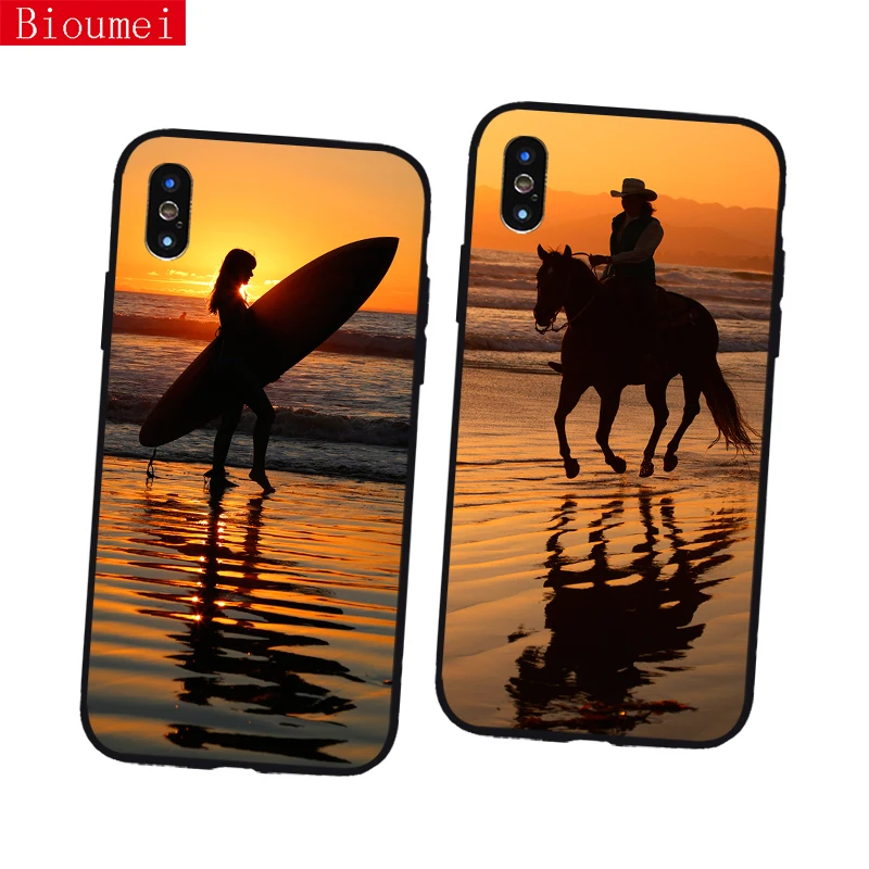Bioumei beautiful seaside sunrise sunset phone case for iPhone XS XR XS Max X 5 6 6S 7 8  Plus Soft Back Cover Shell 73