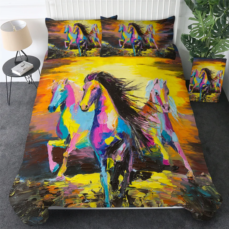3 Постельные принадлежности Outlet Horses Постельный набор 3D Dusty Lightning принтованный пододеяльник двойной для взрослых покрывало для кровати фотография постельное белье 3 шт - Цвет: 3
