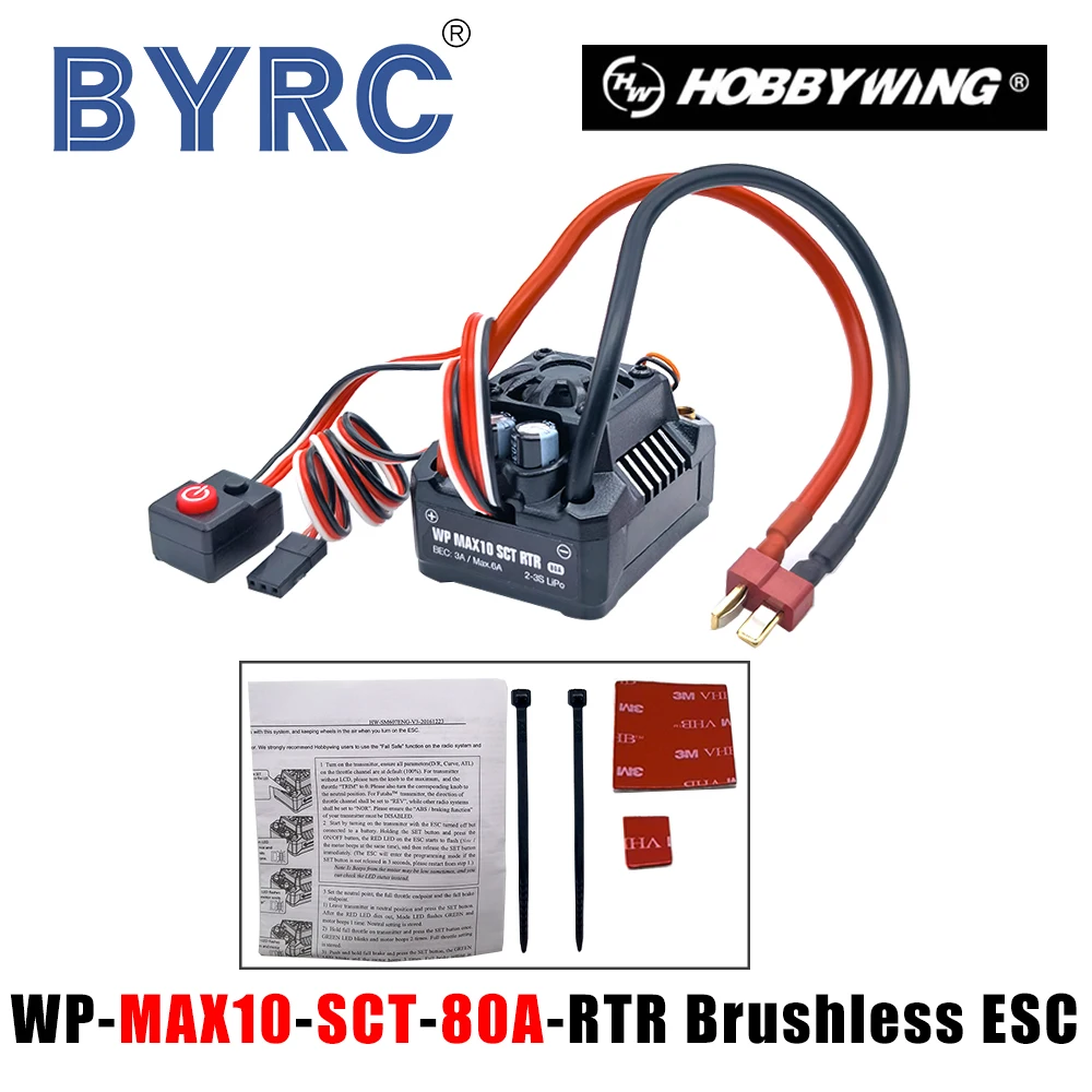 

Hobbywing MAX10 SCT 80A RTR Brushless ESC for 1/10 RC Cars Remote Control Car HSP HPI 2-3S Lipo