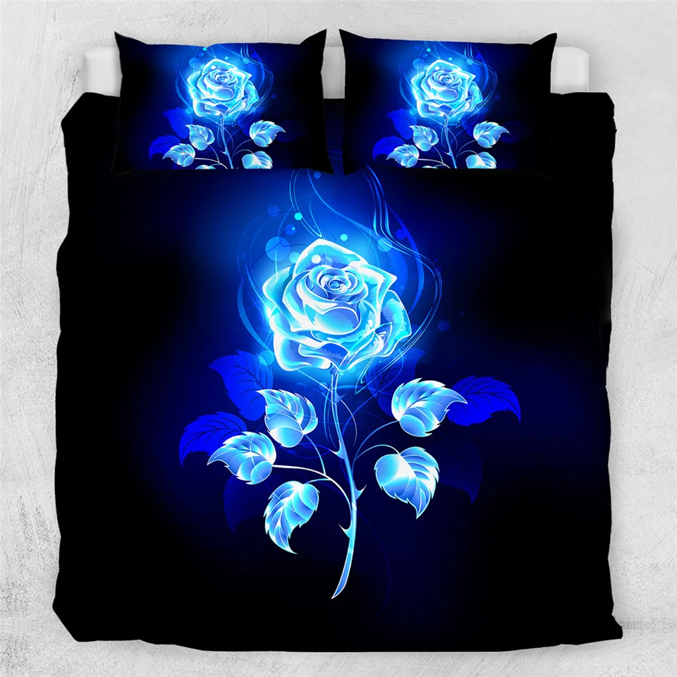 Постельные принадлежности Outlet синяя Чародейка Комплект постельного белья 3D принт пододеяльник набор Красочные розы постельное белье с цветочным узором 3 шт акварельный пододеяльник