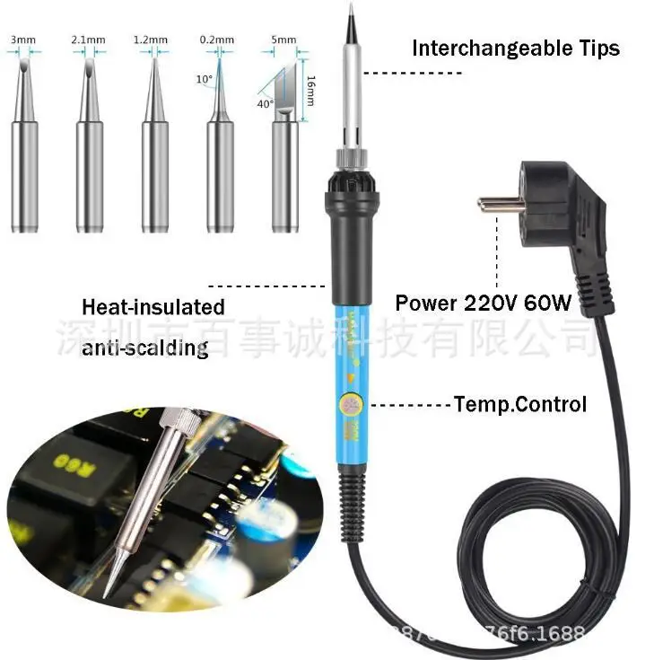 110V220V 60 Вт Электрический паяльник костюм регулировка температуры сварочный держатель сварочный ремонтный инструмент железная головка Пинцет резьба K