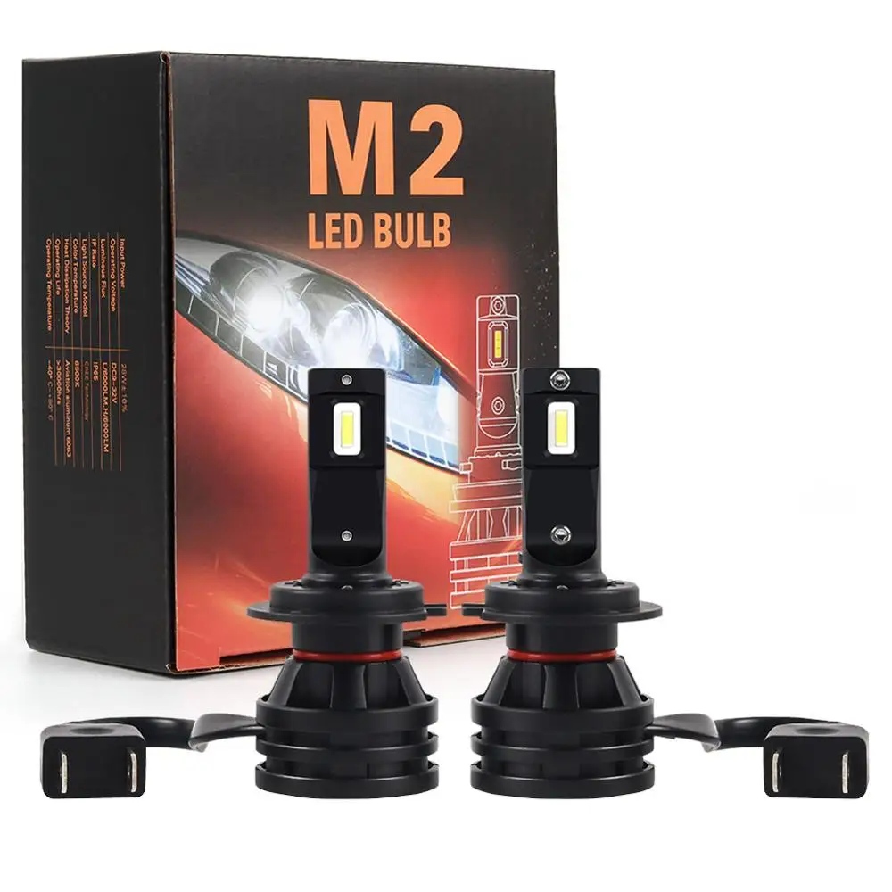 

2PCS Car Led Headlight H7 Led Lamp High Or Low Beam CSP Led CHIP Turbo 6000K 9600LM Mini Size 12V 24V Working Auto Bulb Lights