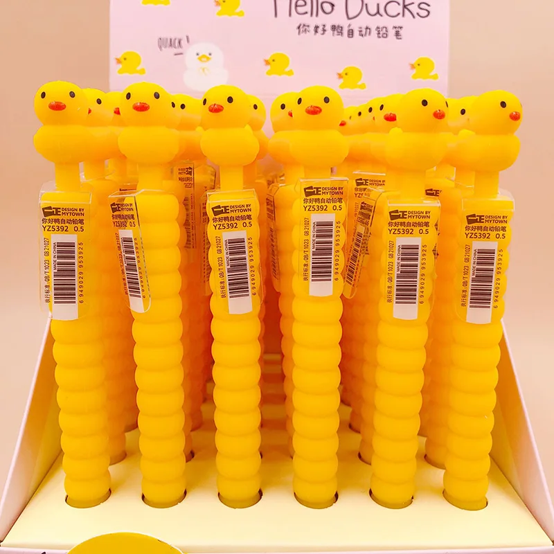 36 шт./лот 0,5 мм Hello Duck механические карандаши милый мультфильм желтый утка дети механический карандаш для школы