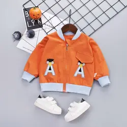 Новая верхняя одежда для маленьких мальчиков повседневная толстовка на молнии с принтом алфавита Детская куртка верхняя одежда
