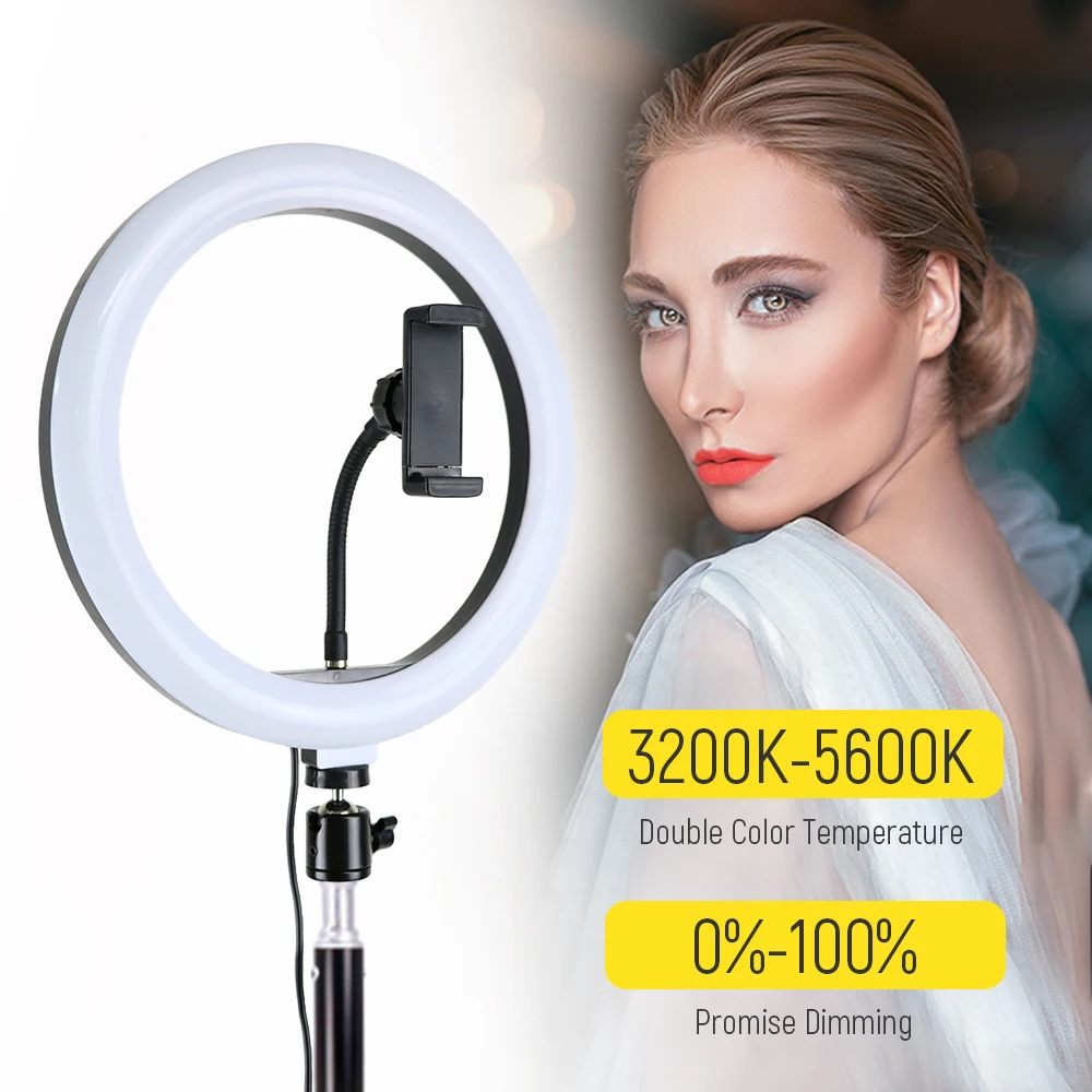 

26cm Ring Lamp Dimmable LED Selfie Ring Light with Tripod Phone Stand Ringlight for Tiktok Youtube Video Photographic Lighting
