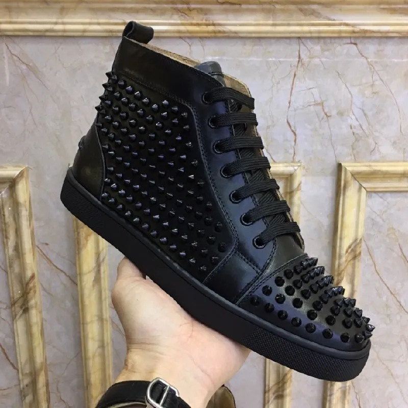Кроссовки мужские/женские из натуральной кожи теннисные высокие кеды с шипами