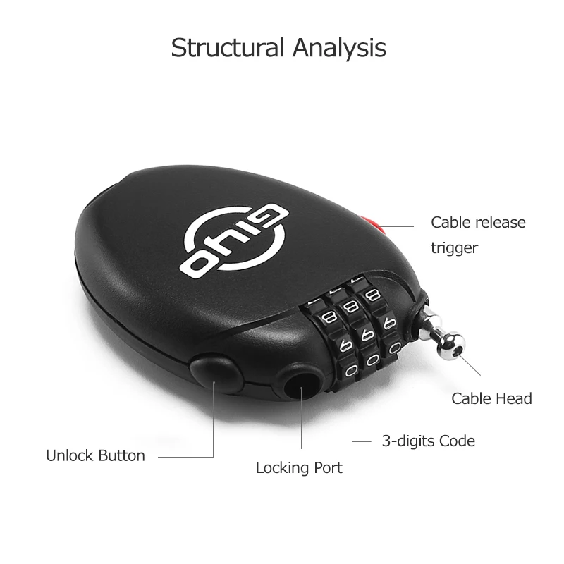 Cadenas à code antivol avec câble rétractable pour poussette