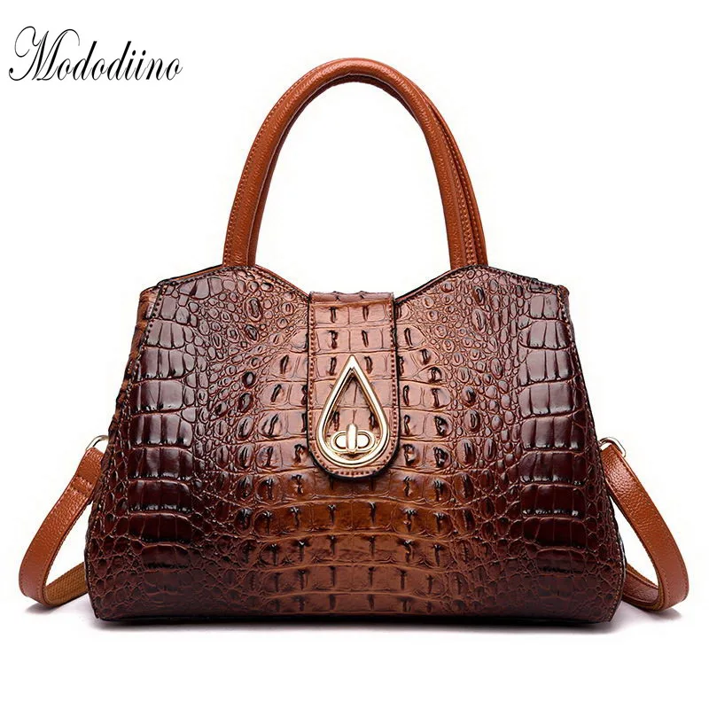 

Mododiino Luxury Crocodile Pattern Women Handbag Designer Leather Bags Women Shoulder Bag Crossbody Bag Top-Handle Bags DNV1176