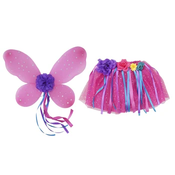 

Girls' Pink Princess Fairy Wing Tutu Costume Set Butterfly Wing & Tulle Skirt