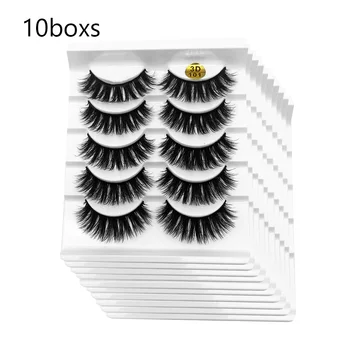

10 Boxes 5 Pairs 3D/6D Faux Mink Hair False Eyelashes Wispy Fluffy Long Lashes Natural Handmade Fake Eyelashes Eye Makeup Tool