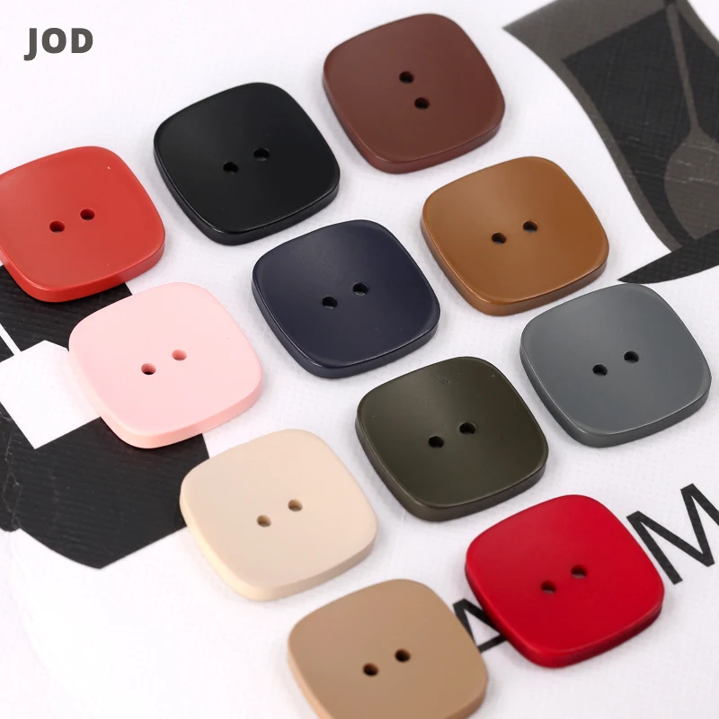 6pcs 2 Holes Square Buttons For Clothing Coat Craft Plastic Sewing Resin Button Baby kids Suit Garments 20mm 25mm Needlework JOD