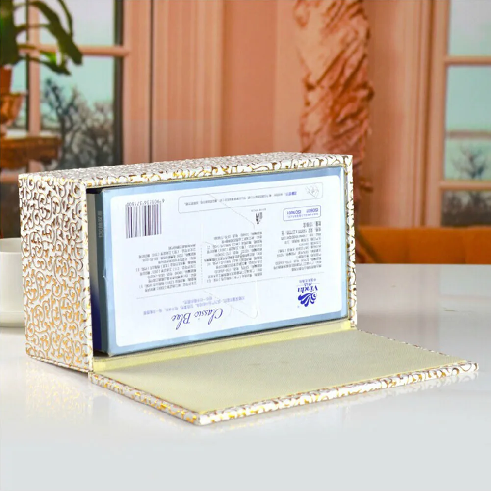 Carved Hotel Office Rectangular Magnetic Tissue Box Exquisite Fashion Home Car Napkin Holder Desktop Decoration PU Leather