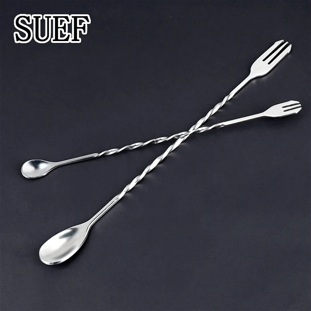 HOT NEW Stainless Steel Threaded Bar Spoon Swizzle Stick Coffee Cocktail Mojito Wine Spoons