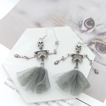 

Timlee E001 New Originality Retro Exaggeration Skeleton Gauze Skirt Metal Dangle Earrings,Fashion Accessories Wholesale