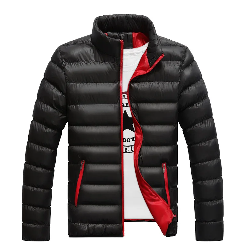 Зимняя брендовая мужская куртка, модная мужская парка со стоячим воротником, мужские однотонные толстые куртки и пальто, мужские зимние парки