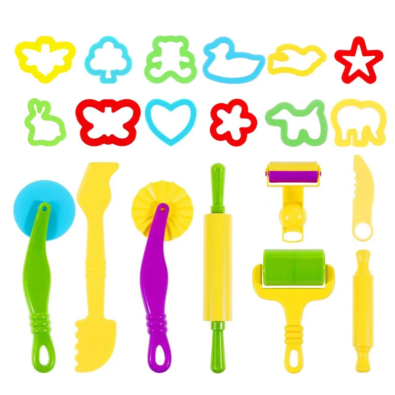 20pcs tools toy Горячая DIY Slime игровой набор инструментов для теста для лепки набор аксессуаров пластик ine моделирование формы глина наборы Slime пластиковые резаки формы игрушки для детей - Цвет: 20pcs tools toy