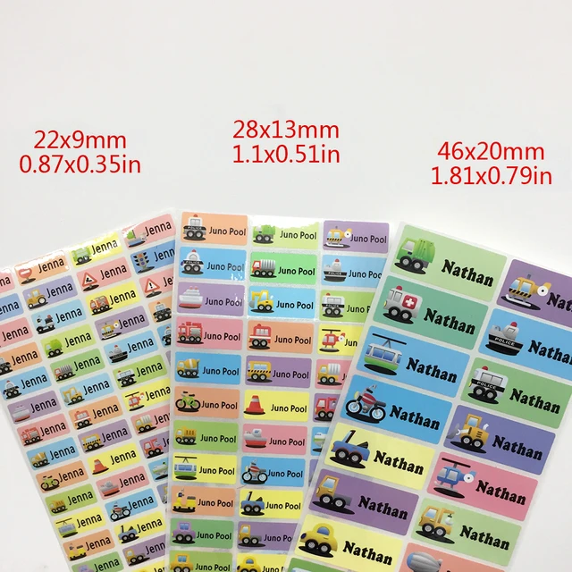 Pegatinas personalizadas para niños, pegatinas impermeables de varios  estilos con nombre, 60 piezas, 28x13mm, papelería para oficina - AliExpress