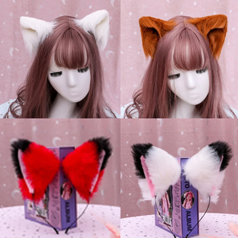 Cosplay Party Head Band Costume Cat Fur Ear Hair Wear Hair Hoop Women Girls Hairpin Plush Headbands Handmade Hairband Headwear