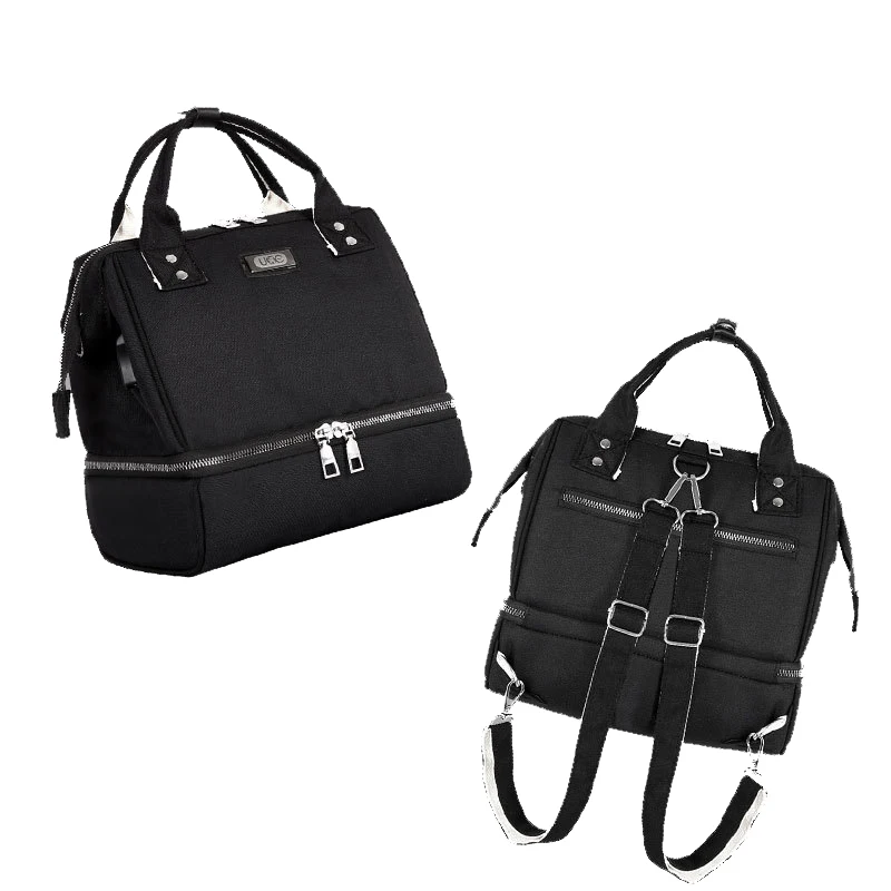 Black TF197 Fashion Mummy Diaper Bag Large Capacity Mom Bag Thermal Insulation Travel usb Backpack Small Handbag For Baby Care - Цвет: Black TF197