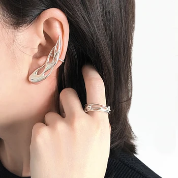 

FFLACELL New Punk Geometric Irregular Cutout Flame Color Metal Stud Earrings for Women Men Girls Party Jewelry