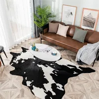 New White Black Cow Faux Zebra Skin Cowhide Carpet Big Size Brown  Imitation Leather Natural Stripe Cowskin Mat 1