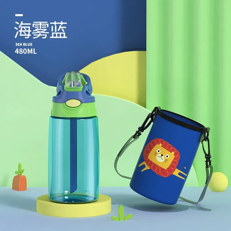 Children's Straw Cup Plastic Water Bottle Cartoon Lovely Net Red Baby Primary School Students' | Дом и сад
