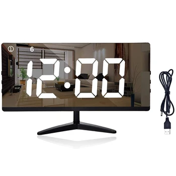

Digital Alarm Clock 7 Inch LED Mirror Electronic Display Temperature Snooze Model Auto Custom Brightness for Office