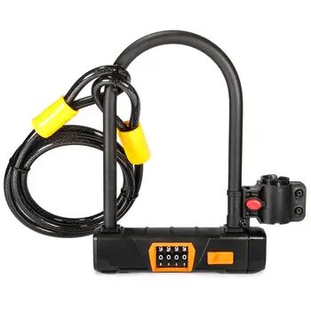 

TIROL Bicycle Combination U-Lock 15mm With 1.2Meter Steel Security Cable Password Lock Car Lock Cycling Accessories T26510b