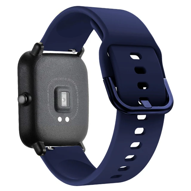 20mm 22mm Watch band For Amazfit GTS 2/3/2e/GTS 2 Mini/GTR 3 Pro/2/2e/42mm/47mm Silicone Sport Bracelet Amazfit bip u pro strap midnight blue 8